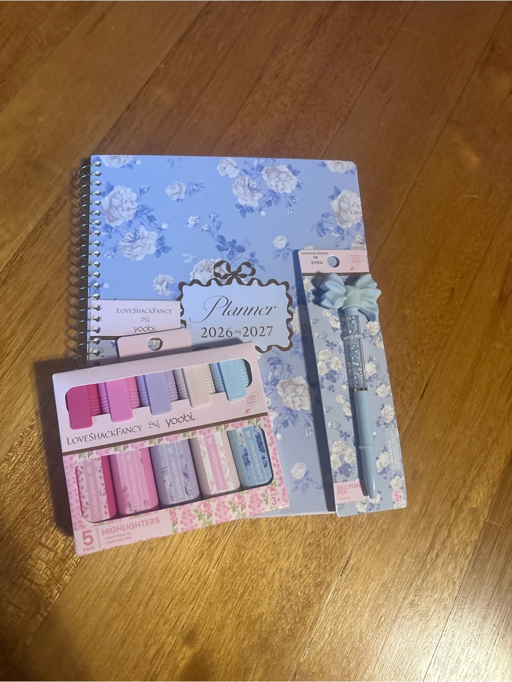 LoveShackFancy Blue Floral Spiral Planner w/ Matching Pen & Highlighters